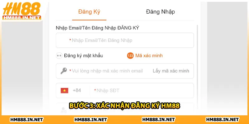 Bước 3: Xác nhận đăng ký HM88